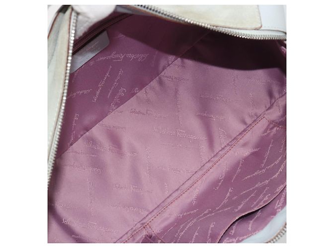 Borsa a mano Salvatore Ferragamo Gancini in scamosciato azzurro chiaro argento Auth BA14181 - vista 18