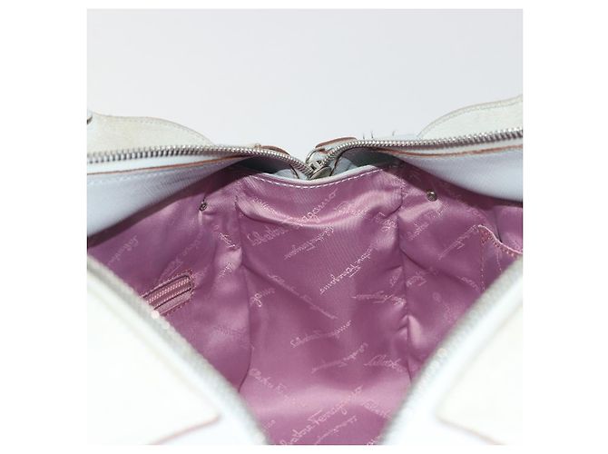 Borsa a mano Salvatore Ferragamo Gancini in scamosciato azzurro chiaro argento Auth BA14181 - vista 19