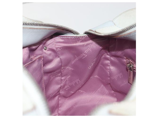 Borsa a mano Salvatore Ferragamo Gancini in scamosciato azzurro chiaro argento Auth BA14181 - vista 20