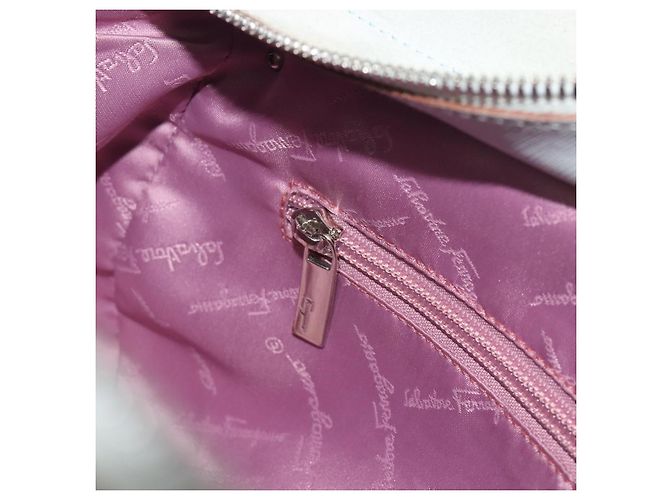 Borsa a mano Salvatore Ferragamo Gancini in scamosciato azzurro chiaro argento Auth BA14181 - vista 21
