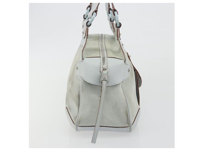 Borsa a mano Salvatore Ferragamo Gancini in scamosciato azzurro chiaro argento Auth BA14181 - vista 5