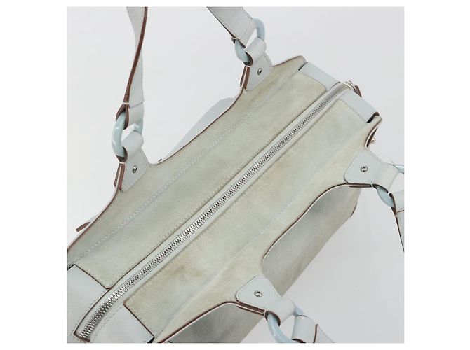 Borsa a mano Salvatore Ferragamo Gancini in scamosciato azzurro chiaro argento Auth BA14181 - vista 6