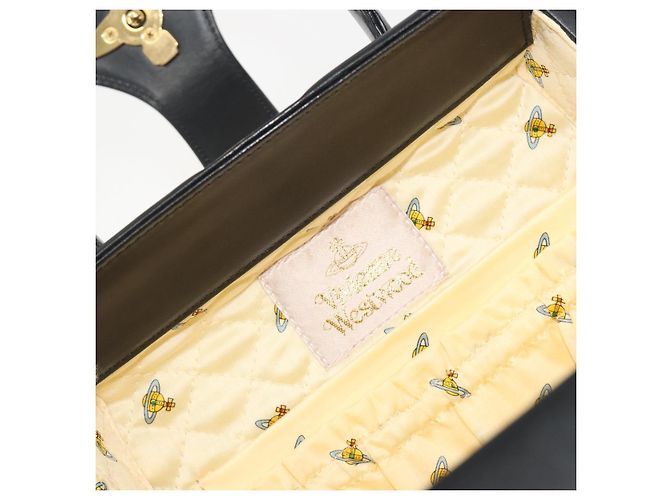 Borsa Vivienne Westwood in pelle nera e oro Auth 195203A Nero D'oro - vista 15