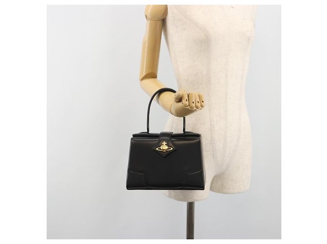 Borsa Vivienne Westwood in pelle nera e oro Auth 195203A Nero D'oro - vista 21