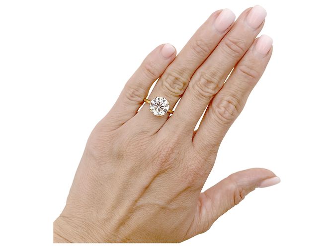 Autre Marque Solitärring, Gelbgold, 3.89 Karat Diamanten - Ansicht 5