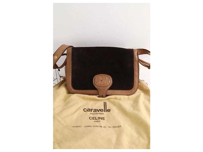 Borsa a tracolla Céline in pelle color cammello - vista 7