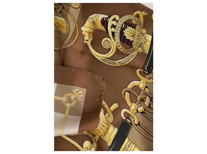 Carré Hermès de seda marrón Castaño - vista 4