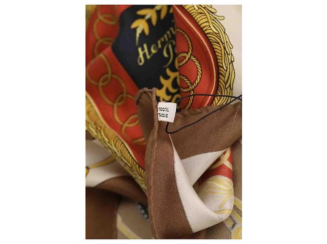 Carré Hermès de seda marrón Castaño - vista 5
