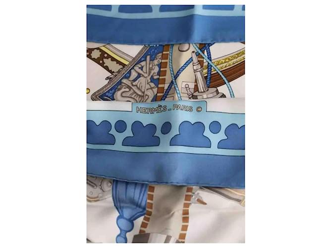 Carré Hermès in seta blu - vista 4