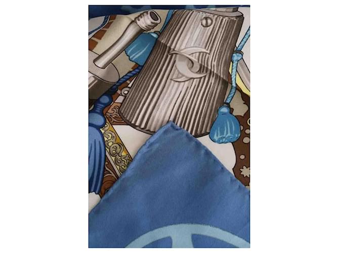 Carré Hermès in seta blu - vista 5
