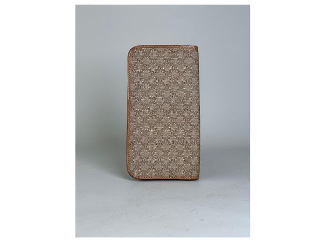 Céline Vintage Celine Macadam Canvas Zip Wallet Beige Brown - view 2