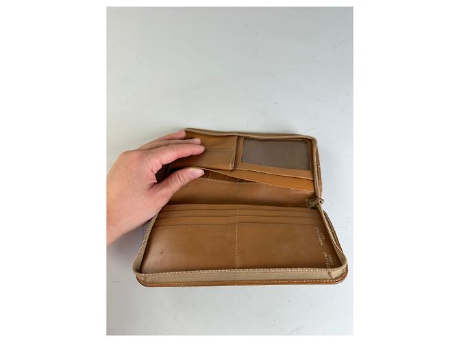 Céline Vintage Celine Macadam Canvas Zip Wallet Beige Brown - view 5