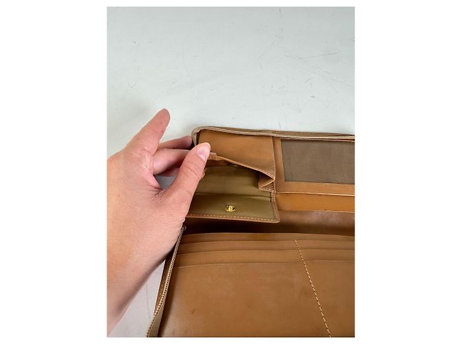 Céline Vintage Celine Macadam Canvas Zip Wallet Beige Brown - view 6