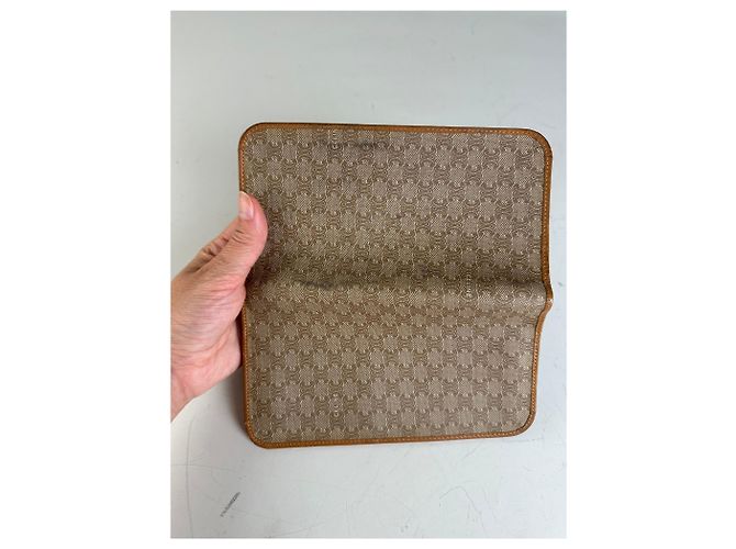 Céline Vintage Celine Macadam Canvas Zip Wallet Beige Brown - view 7