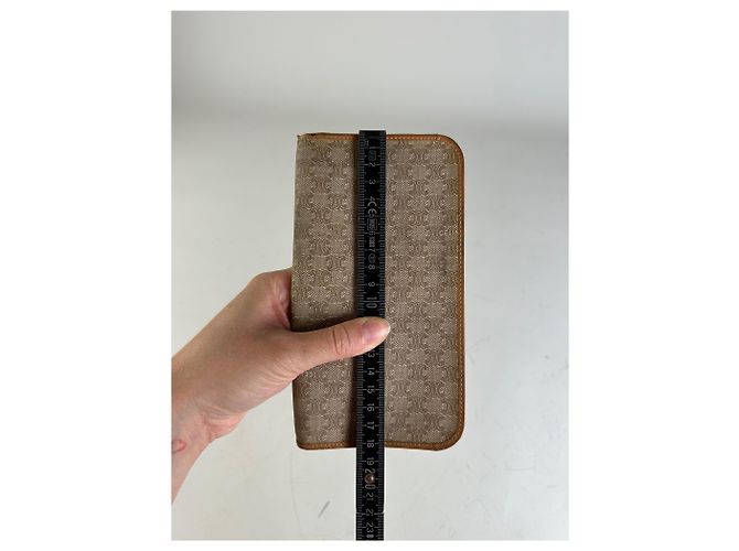 Céline Vintage Celine Macadam Canvas Zip Wallet Beige Brown - view 8
