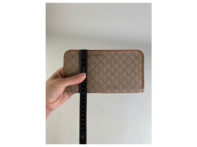 Céline Vintage Celine Macadam Canvas Zip Wallet Beige Brown - view 9
