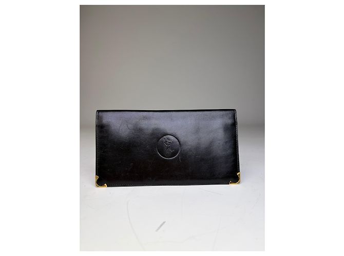 Céline Vintage Celine Leather Long Wallet Black Gold - view 2