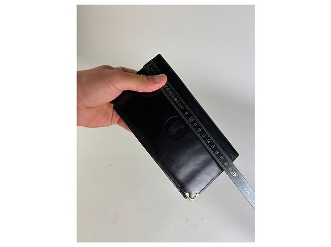 Céline Vintage Celine Leather Long Wallet Black Gold - view 7