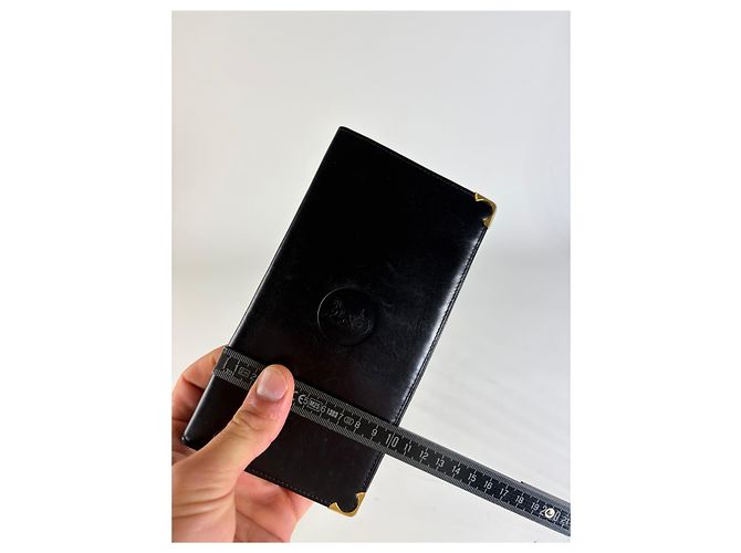 Céline Vintage Celine Leather Long Wallet Black Gold - view 8