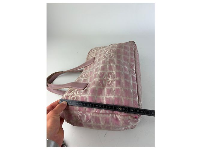 Gabrielle Tote in tela Vintage Chanel Rosa Beige Argento - vista 10