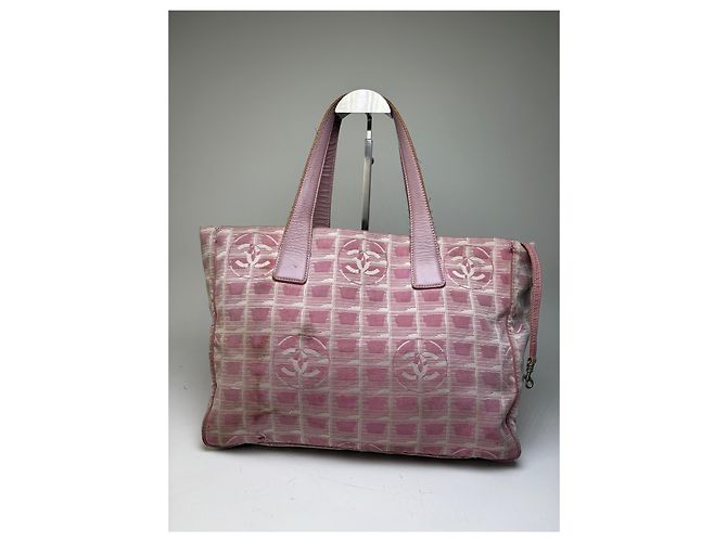 Gabrielle Tote in tela Vintage Chanel Rosa Beige Argento - vista 12