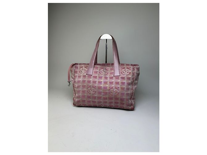 Gabrielle Tote in tela Vintage Chanel Rosa Beige Argento - vista 2
