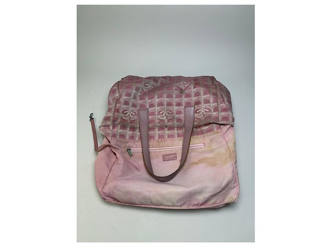 Gabrielle Tote in tela Vintage Chanel Rosa Beige Argento - vista 3