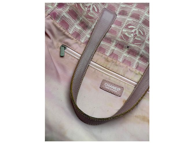 Gabrielle Tote in tela Vintage Chanel Rosa Beige Argento - vista 4