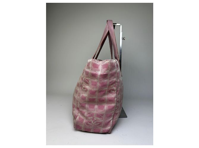 Gabrielle Tote in tela Vintage Chanel Rosa Beige Argento - vista 7