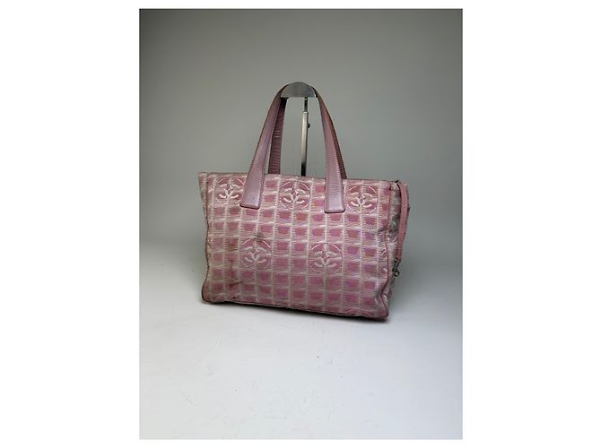 Gabrielle Tote in tela Vintage Chanel Rosa Beige Argento - vista 8