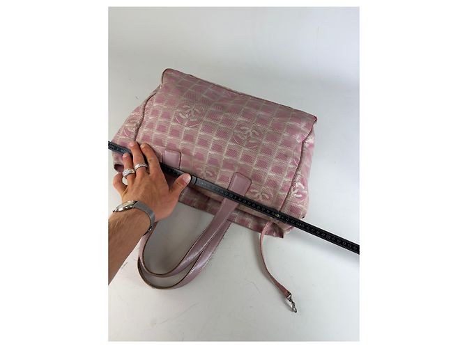 Gabrielle Tote in tela Vintage Chanel Rosa Beige Argento - vista 9