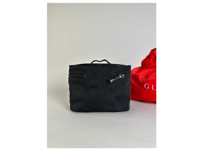 Beauty case vintage Gucci in nylon nero e argento - vista 14