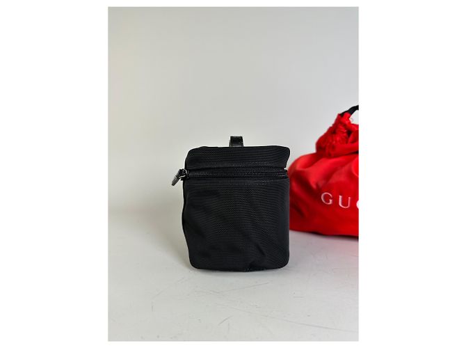 Beauty case vintage Gucci in nylon nero e argento - vista 6