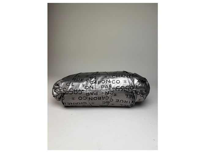 Gabrielle Clutch Vintage Chanel in nylon metallizzato Argento - vista 11