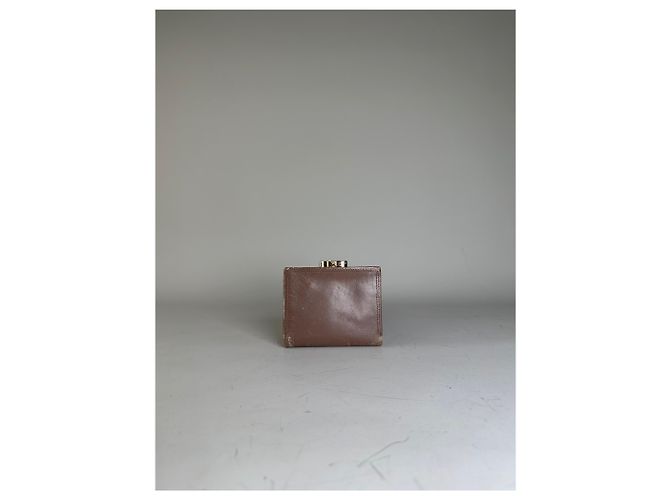 Portefeuille en cuir gaufré avec logo Vintage Givenchy Marron Or - vue 10
