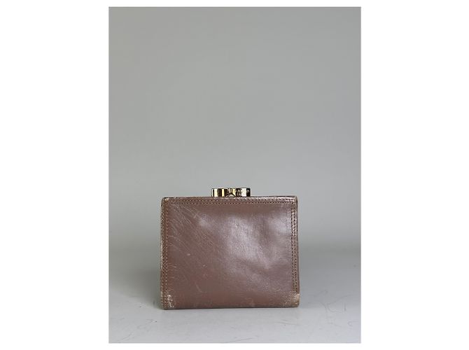 Portefeuille en cuir gaufré avec logo Vintage Givenchy Marron Or - vue 2