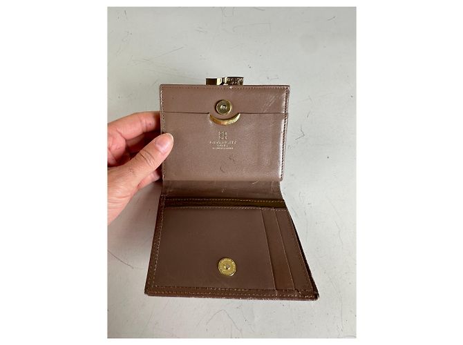 Portefeuille en cuir gaufré avec logo Vintage Givenchy Marron Or - vue 4