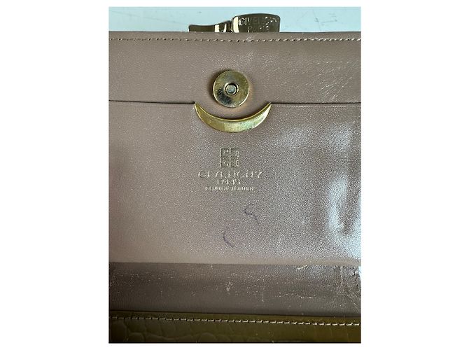 Portefeuille en cuir gaufré avec logo Vintage Givenchy Marron Or - vue 5