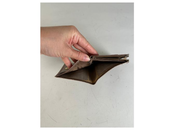 Portefeuille en cuir gaufré avec logo Vintage Givenchy Marron Or - vue 6