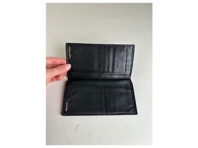Vintage Dior Leather Long Wallet Black Gold - view 3