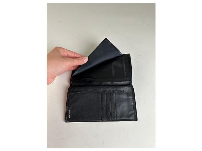 Vintage Dior Leather Long Wallet Black Gold - view 7