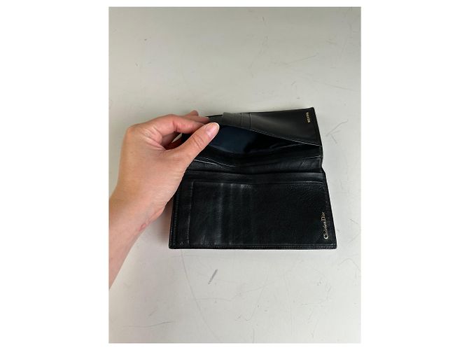 Vintage Dior Leather Long Wallet Black Gold - view 8