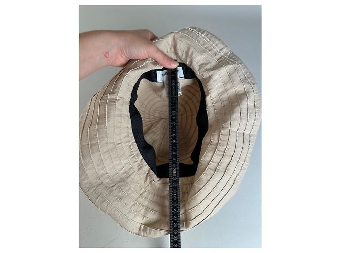 Cappello bucket vintage Courreges in misto cotone beige con accento argento - vista 10