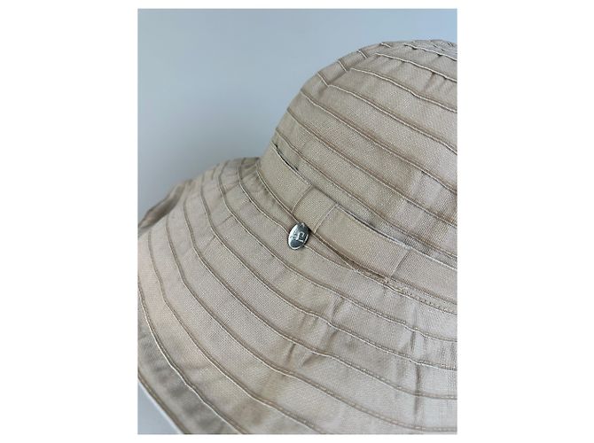 Cappello bucket vintage Courreges in misto cotone beige con accento argento - vista 4