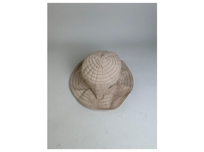 Cappello bucket vintage Courreges in misto cotone beige con accento argento - vista 6