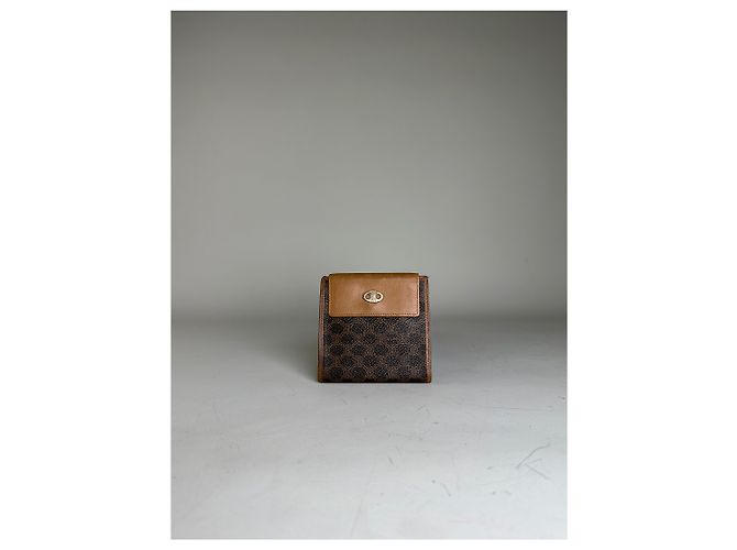 Céline Vintage Celine Coated Canvas Wallet Brown Tan Gold - view 10
