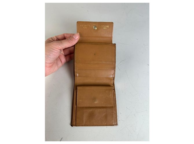 Céline Vintage Celine Coated Canvas Wallet Brown Tan Gold - view 3