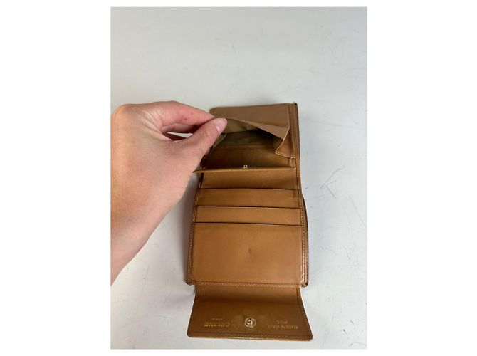 Céline Vintage Celine Coated Canvas Wallet Brown Tan Gold - view 5