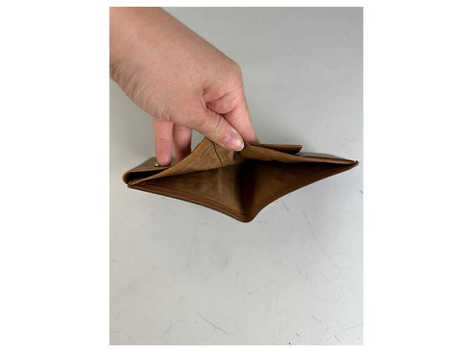 Céline Vintage Celine Coated Canvas Wallet Brown Tan Gold - view 6