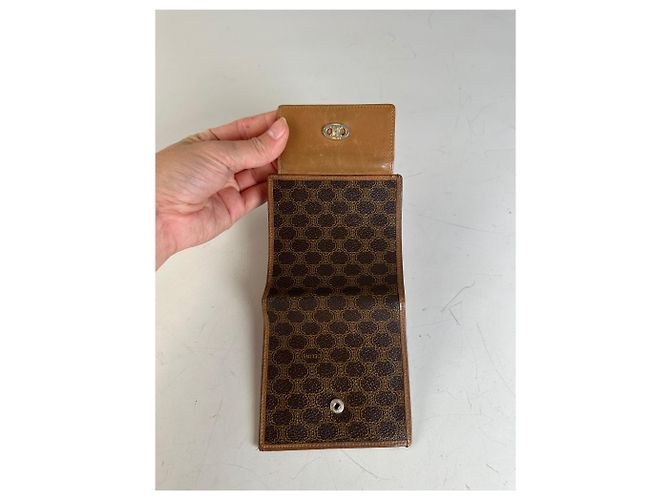 Céline Vintage Celine Coated Canvas Wallet Brown Tan Gold - view 7